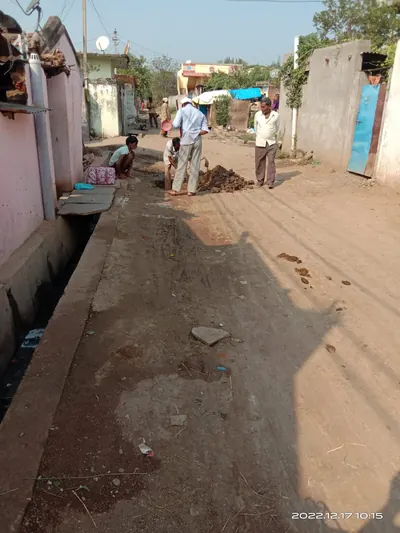 Pipeline work along a village lane
